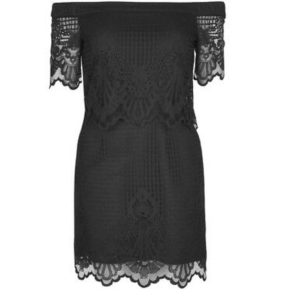 TOPSHOP Off Shoulder Lace Black Dress NWT - Picture 5 of 5